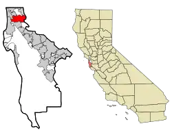 Location in San Mateo County and the state of California