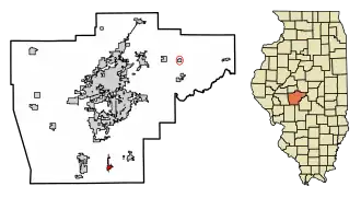 Location of Divernon in Sangamon County, Illinois.