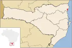 Location of Balneário Barra do Sul in Santa Catarina