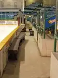 Greyhounds bench and penalty boxes.