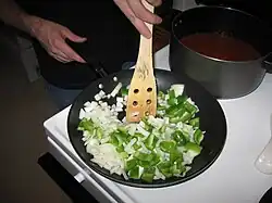 Sautéing onions and peppers