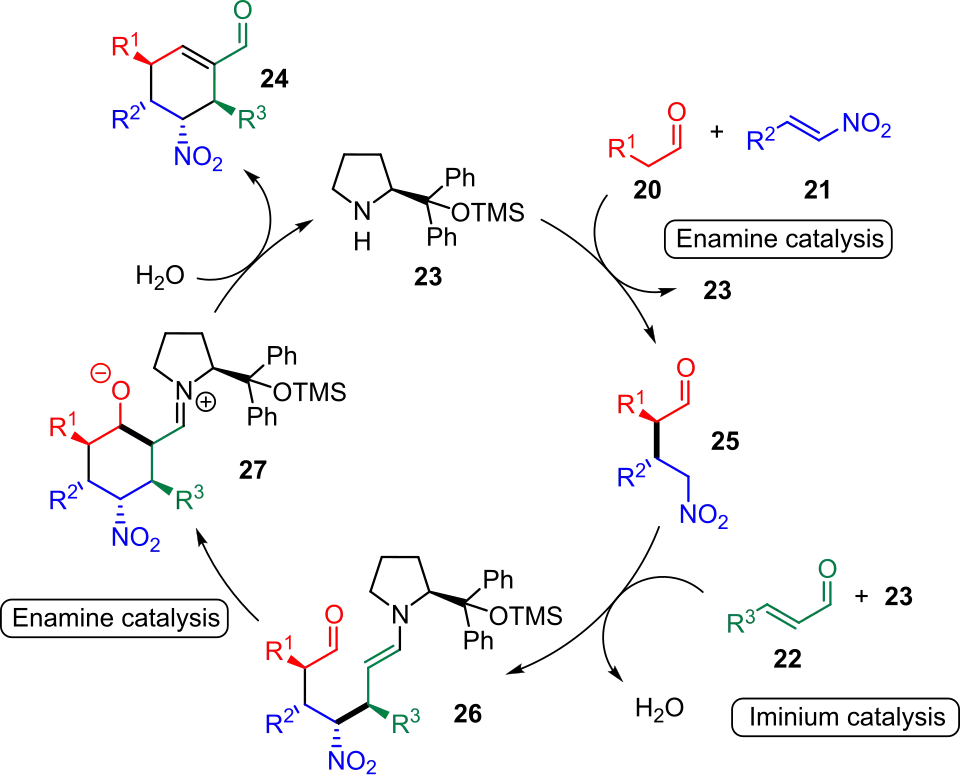 Scheme 5. Proposed catalytic cycle for the asymmetric triple organocatalytic cascade