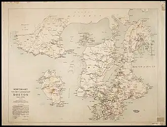 Map of the Landschap of Buton (Sultanate of Buton) in 1916.