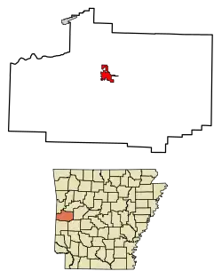 Location of Waldron in Scott County, Arkansas.