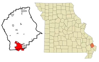 Location of Sikeston, Missouri