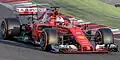 Sebastian Vettel driving a Ferrari Formula One at the Circuit de Barcelona-Catalunya in early 2017