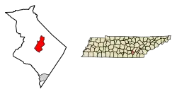 Location of Dunlap in Sequatchie County, Tennessee.