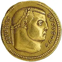 Aureus from 306 or 307 depicting Severus, Nicomedia mint