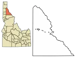 Location of Smelterville in Shoshone County, Idaho.