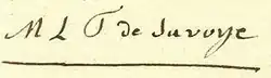 Marie-Thérèse Louise of Savoy's signature