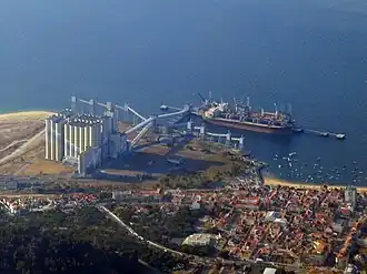 Aerial view of Silopor facility and part of Trafaria.