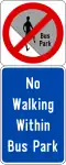 No jaywalking in the bus park