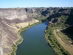 A large river flowing through a rocky canyon