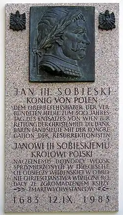 Plaque at the Polish Congregatio Resurrectionis church on Kahlenberg