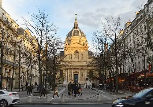 The west facade and the Place de la Sorbonne