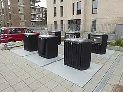Sorted waste containers at Irmavej, Denmark