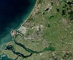 A satellite image of South Holland
