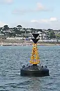 A south cardinal mark buoy off St Mawes, UK