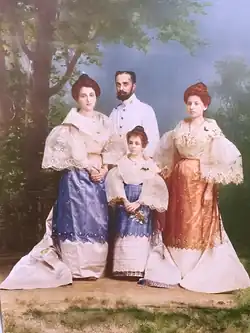 19th Century official in the Philippines and his family. The type of Baro't saya being used, indicates that this was in the late 1800's.