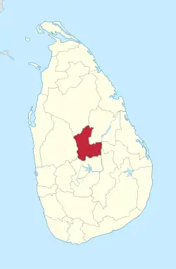 Map of Sri Lanka with Matale District highlighted