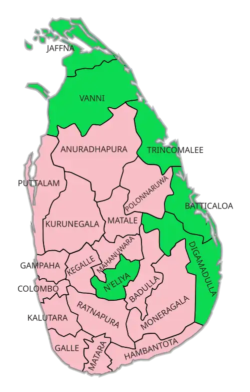 Majorities according to electoral districts