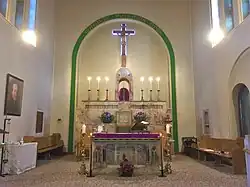 The sanctuary, as viewed from the central aisle