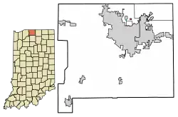 Location of Indian Village in St. Joseph County, Indiana.