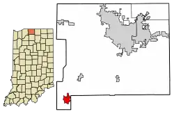 Location of Walkerton in St. Joseph County, Indiana.
