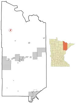 Location of the city of Orr within Saint Louis County, Minnesota