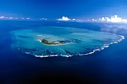 St. François Atoll from south, with St. François Island in the foreground
