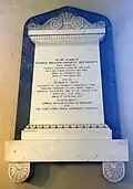 Memorial to Viscount Deerhurst, eldest son of the 8th Earl of Coventry, in the church at Croome Court
