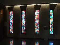 Coventry Cathedral England, has a series of windows by different designers (Depicted: The Swedish Windows by Einar Forseth, 1961)[45]