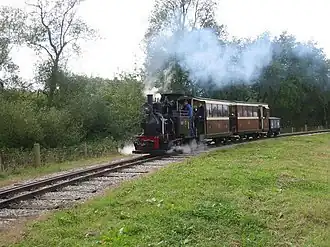 Dual gauge track in 2007. The 2&nbsp;ft 6 in gauge rail has since been discontinued owing to the dominance of the 2&nbsp;ft gauge.