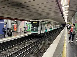 MF 01 rolling stock on Line 9 at Miromesnil