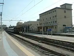 View of the platforms and the station building