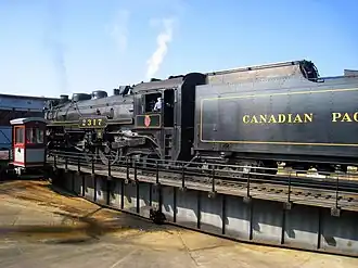 No. 2317 being turned on the turntable at Steamtown, on August 15, 2009