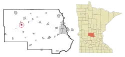 Location of Greenwald within Stearns County, Minnesota