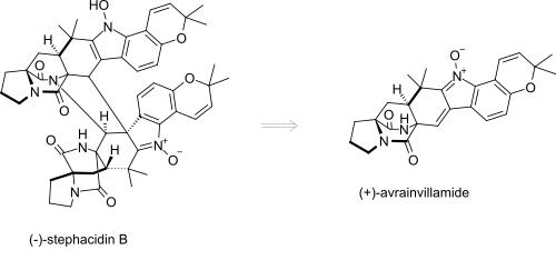 Conversion of dimer Stephacidin B to monomer Avrainvillamide