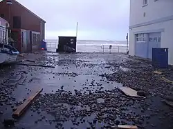 Flotsam washed up on the sea front at Sheringham, Norfolk, hours after the surge