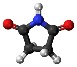Ball-and-stick model of the succinimide molecule