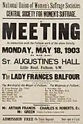 1903 Suffrage poster for meeting in Lillie Road