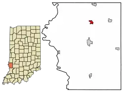 Location of Shelburn in Sullivan County, Indiana.