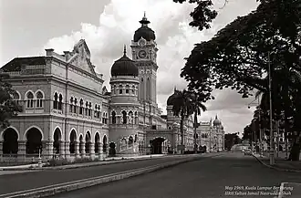 Empty streets near Sultan Abdul Samad Building as Kuala Lumpur was placed under curfew following the riot.