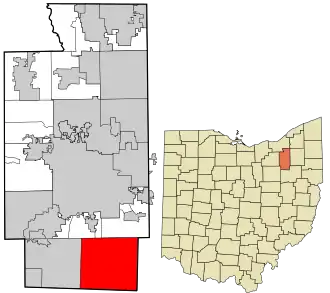 Location in Summit County and the state of Ohio
