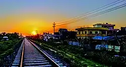 Sunset over railway track near Janakpur