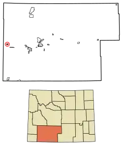 Location of Granger in Sweetwater County, Wyoming.
