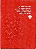 The cover of a Swiss passport from 2003