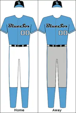 Sydney Blue Sox's inaugural season uniforms.