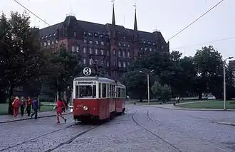 Trams Konstal N on route 3 in 1975