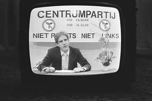 Alfred Vierling in a party political broadcast for the Centre Party in 1984
